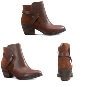 American Rag|Brown Leather Heeled Ankle Booties, 8M